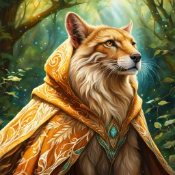 Closeup of an old, lightweight cloak that can give its owner the shape of an animal. Light, Nature, No detailed background.Magical. Epic. Dramatic, highly detailed, digital painting, masterpiece
