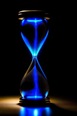 create a hourglass with led blue, the shape of this must be a circle, the time must be shows like a big number digital. The sand shows the time with numbers