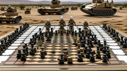 A chessboard with holes on it with Israeli tanks and soldiers on it