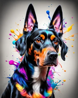 Dóberman dog beautiful, shocking, maximalist, ultra quality, color splash art, 8k