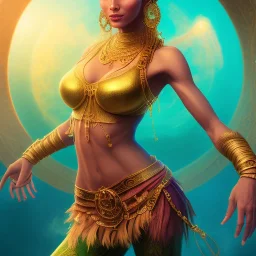 dhalsim as gypsy woman , yoga artist on a boat in the air, maze background , levitated lab equipment, 4k, Highly Detailed, Masterpiece, perfect eyes, Digital Illustration, Cinematic Lighting, Realistic, Sharp Focus, Centered, Beautifully Lit, Bioluminescent by Stanley Artgerm Lau