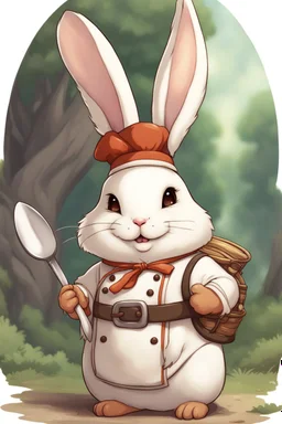 Cute chubby bunny floppy ears adventurer dnd art realism chef