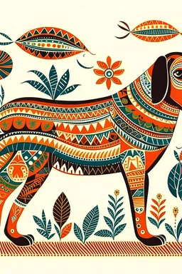 South African Folk Art Dog illustration