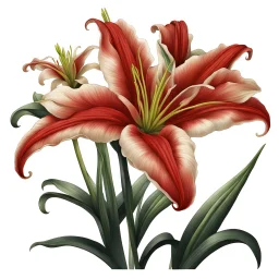 Western Red Lily flower on white background, illustration
