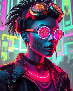 Rendering Surrealism Collage Techno Cyberpunk Punker Surrealism Art Work Vibrant Neons lights colors colorful,find details