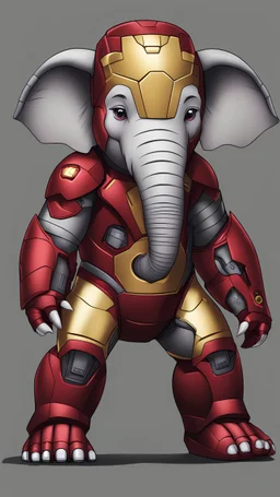 baby elephant, wearing ironman costume, cute ,full body, fat , 4k