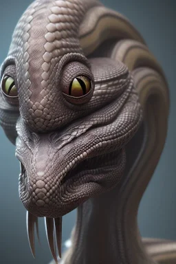 snake alien, head,8 eyes, evil, 8k, with hairs, finely detailed, photo realistic