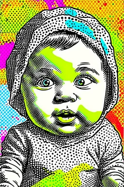 Vintage pop art style of a baby from the torah