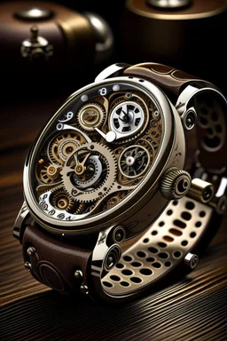 Produce an image of a jump hour watch surrounded by gears and mechanical elements, emphasizing the intricate craftsmanship and engineering that goes into creating these unique timepieces."