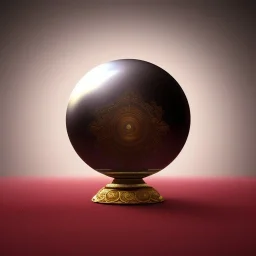 large, ornate, fog-filled crystal ball on bronze stand on embroidered red tablecloth, flickering light, 8k resolution, high-quality, fine-detail, intricate, digital art, detailed matte, volumetric lighting, illustration, octane render, George Grie, Ben Goossens, Igor Morski, brian froud, howard lyon, selina french, anna dittmann