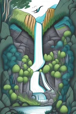 waterfall illustration