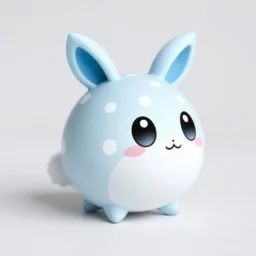 Appearance: Binomi is a small, round creature that resembles a cute ball. Color: Its primary color is light blue, with small white spots that look like stars. Eyes: It has large, round eyes that reflect innocence and curiosity. Ears: Its ears are small and pointed, resembling rabbit ears. Legs: It has short, chubby legs, which make it look funny when it moves. Tail: Its tail is short and fluffy, adding a touch of cuteness to its appearance. Expression: It wakes up with a sleepy and f