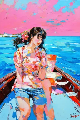 on the boat, japanese modern pop art
