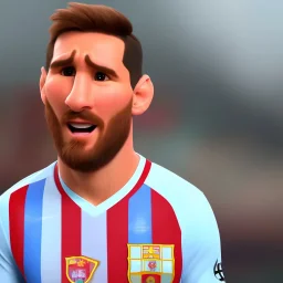 perfect face lionel messi happy, highly detailed, wearing Argentina