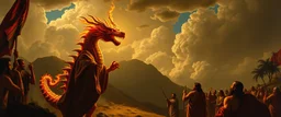 So the people came to Moses and said, “We have sinned, because we have spoken against the Lord and against you; intercede with the Lord, that He will remove the dragon from us.” And Moses interceded for the people. 8 Then the Lord said to Moses, “[a]Make a fiery dragon , and put it on a cross flag pole; and it shall come about, that everyone who is bitten, and looks at it, will be healed by rays.” painted by Rembrandt