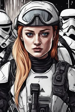 [Sophie Turner] "Ambush!" she cried, but too late. The explosives detonated with a roar that threw Sophie backwards. Her helmet shattered against the bulkhead as alarms began to wail. Through blurry eyes she saw rebels emerge from the smoke, targeting the stormtroopers. Dizzy, Sophie groped for her blaster but it had skittered away. A rebel took aim at her helpless form. As his finger squeezed the trigger, Commander Rax appeared like a vengeful specter, tackling the enemy aside.