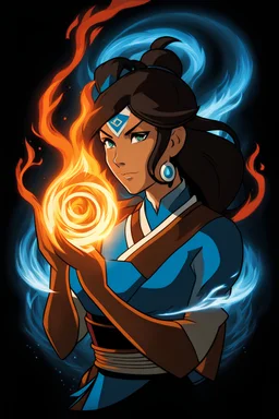 Avatar Korra in The Avatar State, Feel the fire blazing, Feel the water raging, Fear not the tempest wailing, Fear not the borders hailing