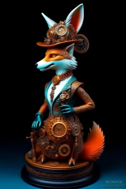 Kitsune Steampunk calidad ultra intrincado hiperdetallado full body