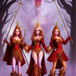  Womans witchs horners in the dark forest