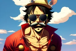 luffy with sunglasses and mustaches