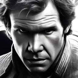 super photorealistic photo of Han Solo in star wars by Annie Leibovitz, intricate, headshot, highly detailed, sharp focus, cinematic lighting,