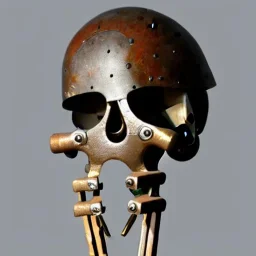 headgear, big clamps, attached to head, skeletal, mechanical