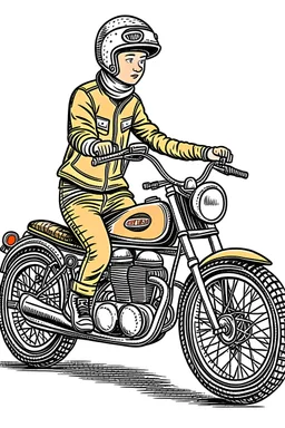 a cool young Motorcyclist with hist motor comic