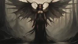 Demonic Elves with Wings,, Full Body Shot, Hyperrealistic, Photorealistic, Instant Details, darkness, by Raymond Swanland & Alyssa Monks & Anna Razumovskaya