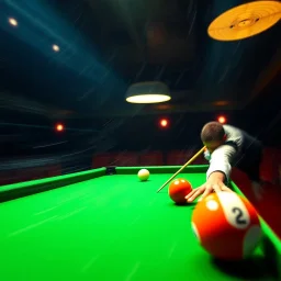 snooker game with great shot with fast moving ball, no humans