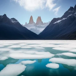 Beyaz buzların kapladığı Patagonian gölleri