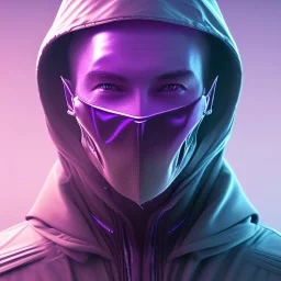 purple galaxy masked hooded super villain, weapons in hands, teal and purple smoke, full portrait, hyper realistic, 4k