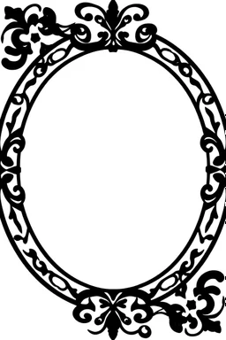 silhouette of an ornamental oval picture frame, black on white vector