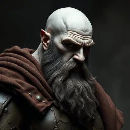 A young large bald noble goliath with grey ashen skin with a renaissance fantasy style