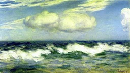 Sunny day, clouds, sea waves, max liebermann painting