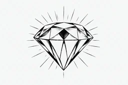a black and white line drawing of a shimmering diamond in the style escher as a tattoo
