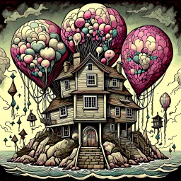 In Every Dream Home A Heartache, album art, neo surrealism, stark colors, dream vs tragedy.