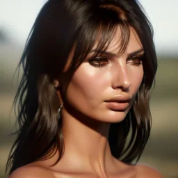 full face portrait of beautiful natural Emily Ratajkowski, sexy