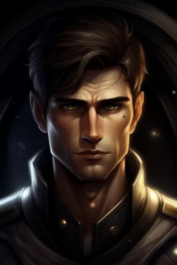 Galactic beautiful man commander Ship deep Brown eyed darkhaired