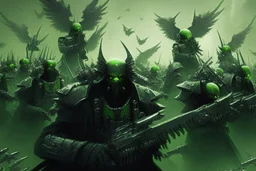 ejercito de ángeles negros con cañones verdes