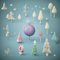 clean art of christmas eleents, soft lighting, soft pastel gradients, high definition, 3d icon clay render, blender 3d by Alexander Jansson