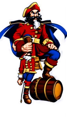 Captain Crunch standing in a captain morgan pose