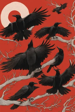 crows circling the fire