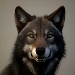 black alpha wolf baring teeth photorealistic