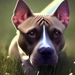 Pitbull dog in the grass