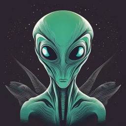Ilustración vectorial de Alien, colores contrastantes