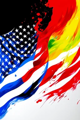 an expressive painting of the Olympic flag and the American flag blended with warmth