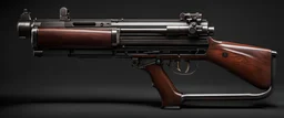 High-end state-of-the-art aesthetics flawless Shpagin's machine-pistol-41 submachine gun, supreme cinematic-quality photography,waltnut wood handle,Art Nouveau,Vintage style Octane Render 3D technology,hyperrealism photography,(UHD) high-quality cinematic render,Insanely detailed close-ups capturing beautiful complexity,Hyperdetailed,Intricate,8K,