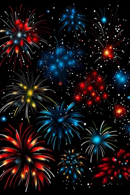 Sparkling Fireworks in the Night Sky clip art