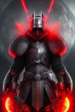 Full body portrait of a dangerous Futuristic warrior, dark scenery, red moon, dark, black, angry