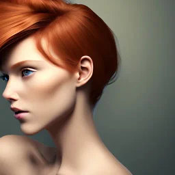 head and shoulders portrait of a beautiful women with ginger hair, 8k resolution